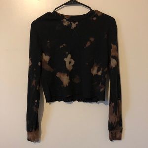 Bleach Dye Cropped Thermal Top